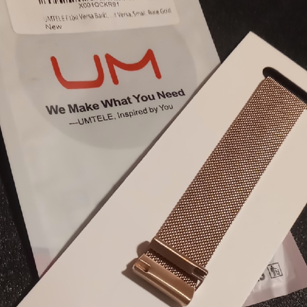UM gold tone Fitbit magnetic band Rose Gold Mesh smartwatch  Band.